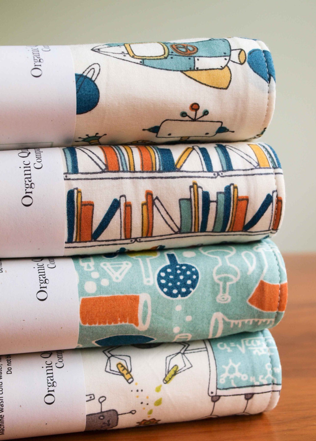 Organic Burp Cloths, Set of Two, ROBOTIC COLLECTION