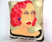 SOLANGE PARIS  PILLOW, Hand Painted with Paris Quote,  French Girl Pillow, Paris Pillow