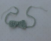 Custom Newborn Gray  Mohair Crocheted Bow Headband Tieback