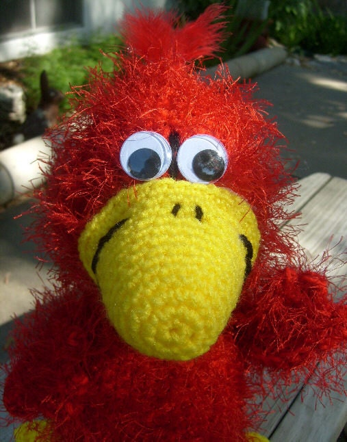 Crochet Stuffed Animal - Stuffed Bright Red Bird