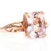 Double Prong Cushion Morganite Ring Vintage Leaf Solitaire Morganite Engagement Ring 14K White Yellow Rose Gold Bridal Jewelry