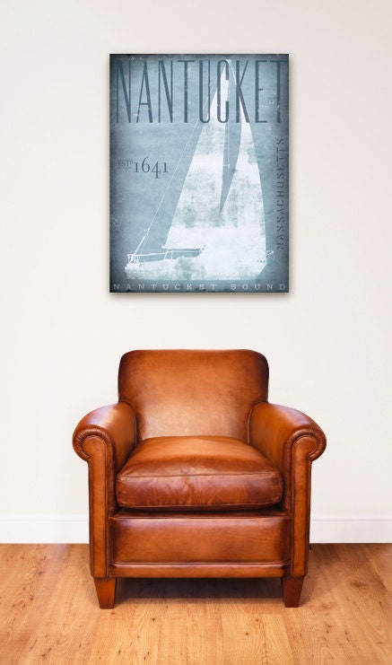 Sailing boat nautical graphic art illustration on 18 x 24 x 1.5 canvas by stephen fowler