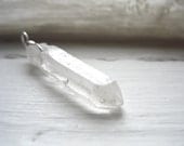 Quartz Crystal Pendant, Quartz Crystal Point Handmade Pendant Necklace, Artisan Quartz Gemstone Jewelry, FREE Shipping