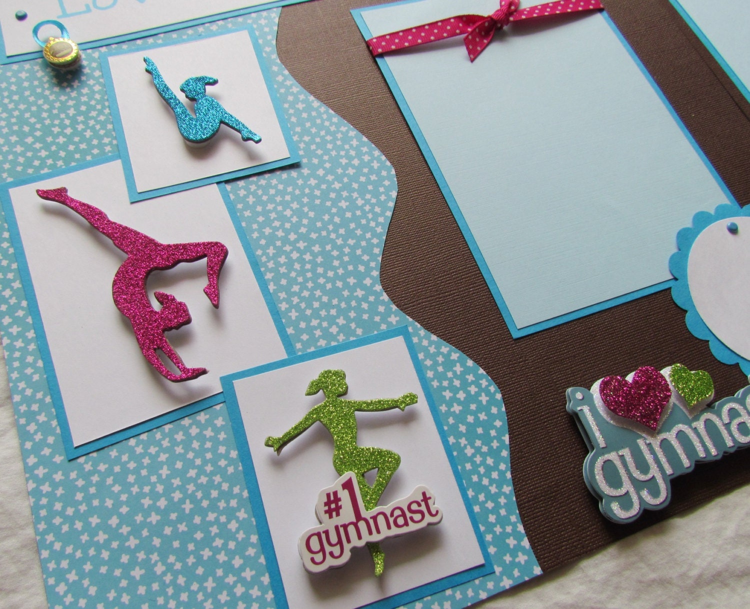 LOVE MY GYMNAST 12x12 Premade Scrapbook Pages by JourneysOfJoy