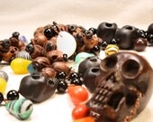 Shamanic Skull Ritual Costume Necklace with Czech Wedding Beads