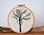 Swelling Buds II - embroidery hanging wall hoop art
