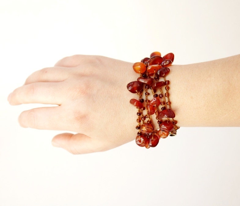 Brown Agate  Necklace, Lariat, Bracelet