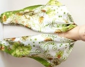 Summer Dream ..Satin... Scarf.. Light green, yellow, white, orange, cream