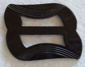 Large Vintage chunky Carved Black  Belt Buckle