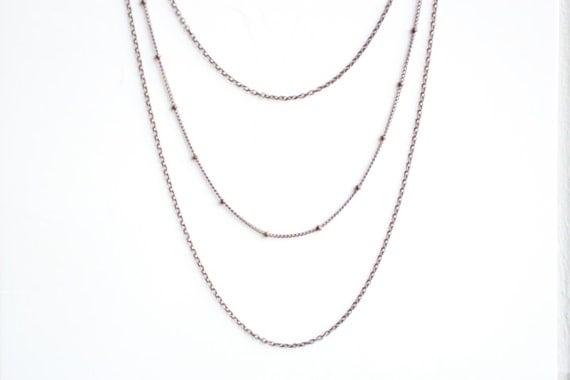 Minimalist Triple Layered Chain Necklace - Antiqued Brass