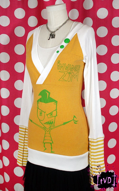 Invader Zim Neon Green V-Neck Tunic Top DIY