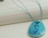 Blue Love Swirls Ceramic Necklace