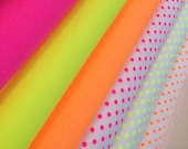 Neon Solid and Polka Dots quilt or craft fabric bundle by Michael Miller- Fat Quarter Bundle, 6 total