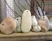 EARTHLY STONES..five hand drilled beach stones, natural beads, organic pebbles