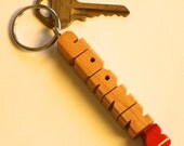 Cherry Wood HeartFob Keychain - Any Name Handmade to Order