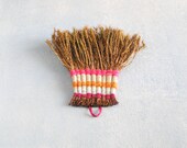Nature eco decor - handmade  moss brush - striped colorful -  red pink orange