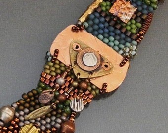 Free Form Peyote Stitch Beaded Bracelet  -  Rain