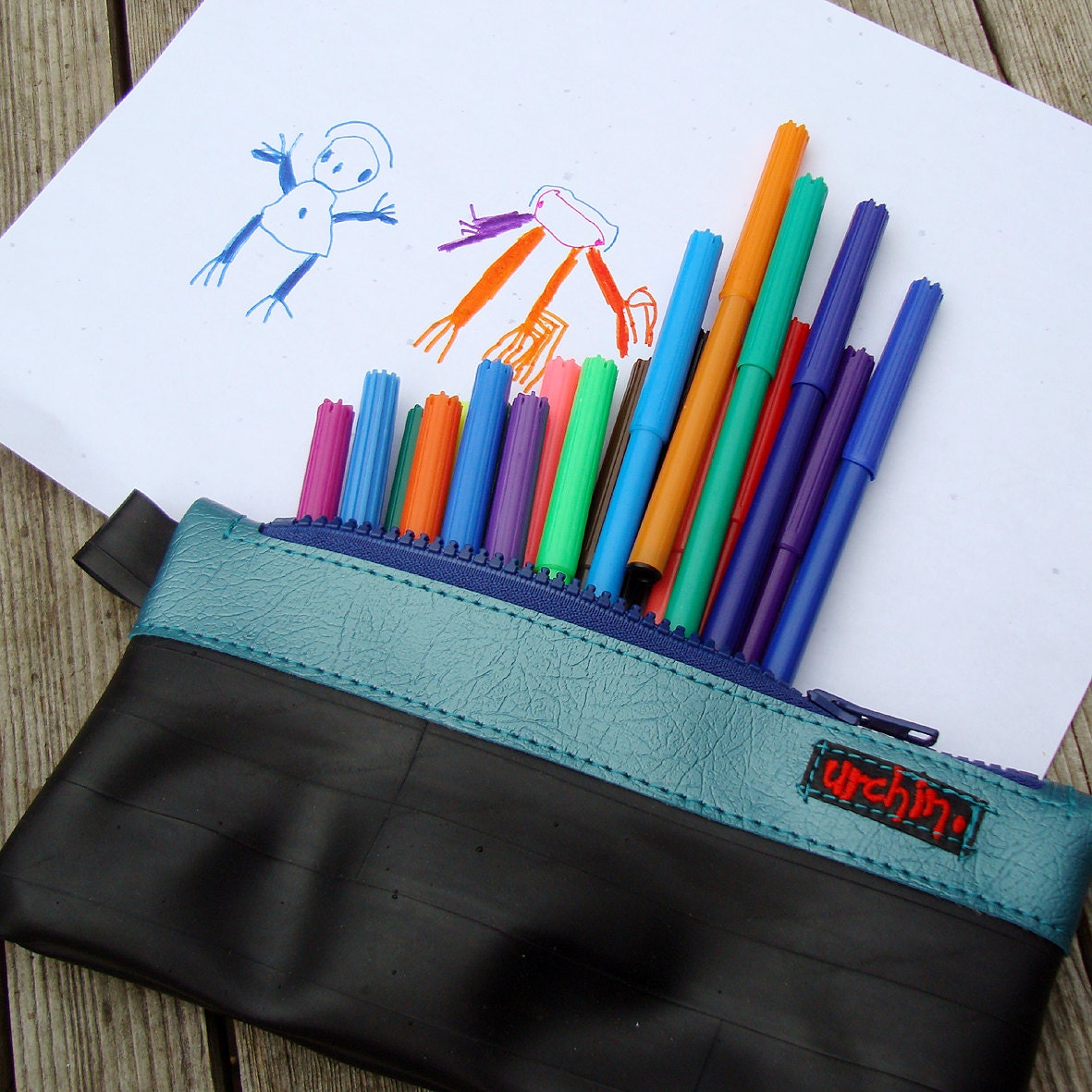 Pouch pencil case make up case peata pocket made from reclaimed materials