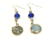 Passover Seder Plate Earrings - Dark Blue Czech Crystals