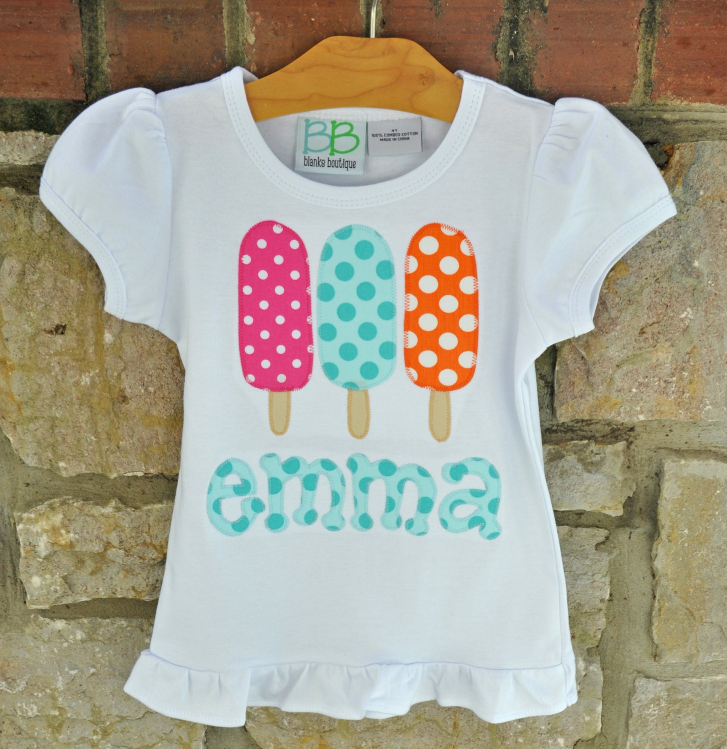 POPSICLE PARTY  Custom Personalized Monogram Ruffle Tee - 12m - 8years