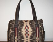 Wool and Leather Satchel Overnight Bag Extra Large Purse Carry On Travel