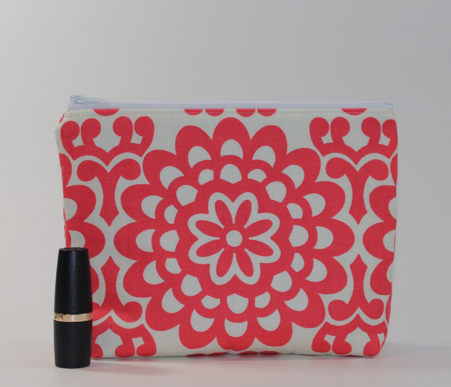 Red Cosmetic Bag - Divided into 2 Compartments - Cherry Wallflower