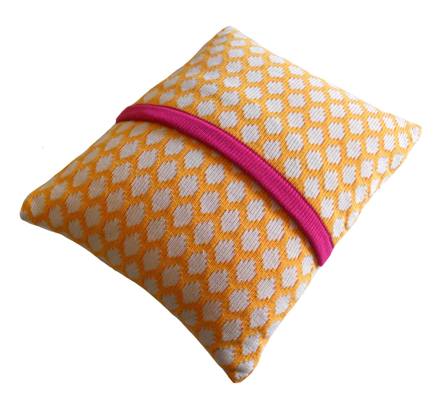 Large Honeycomb Cushion - Yellow, Cream and Fuchsia