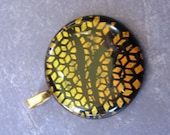 Dichroic Pendant, Orange and Black Pendant, Fused Glass Pendant, Dichroic Jewelry, Geometric Jewelry - The Mission - 3490 -2