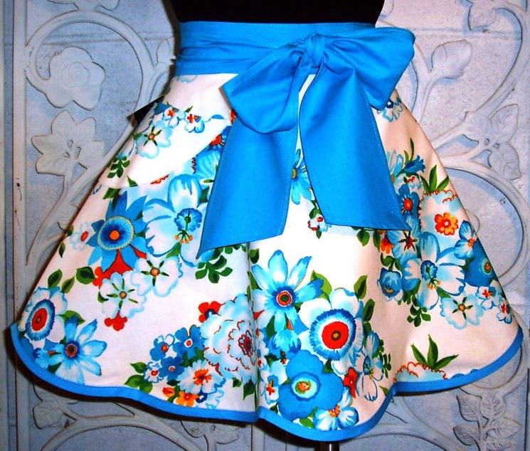 Turquoise floral apron