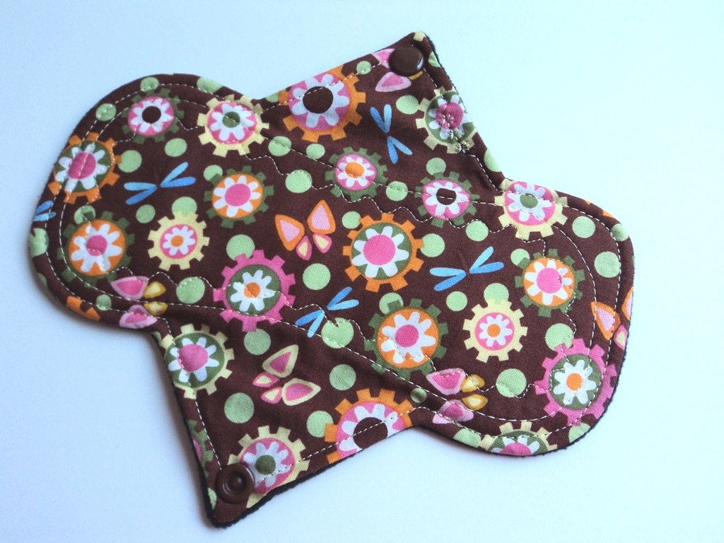 Cloth Menstrual Pad - 7" Bamboo and Hemp - Heavy Absorbency - Lily Pond