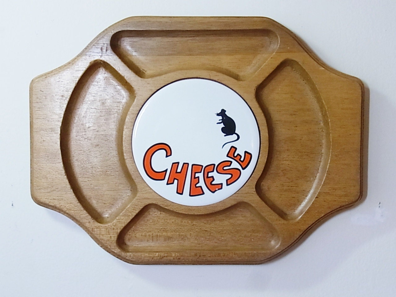 SALE Vintage Mid Century Cheese Tray with Mouse