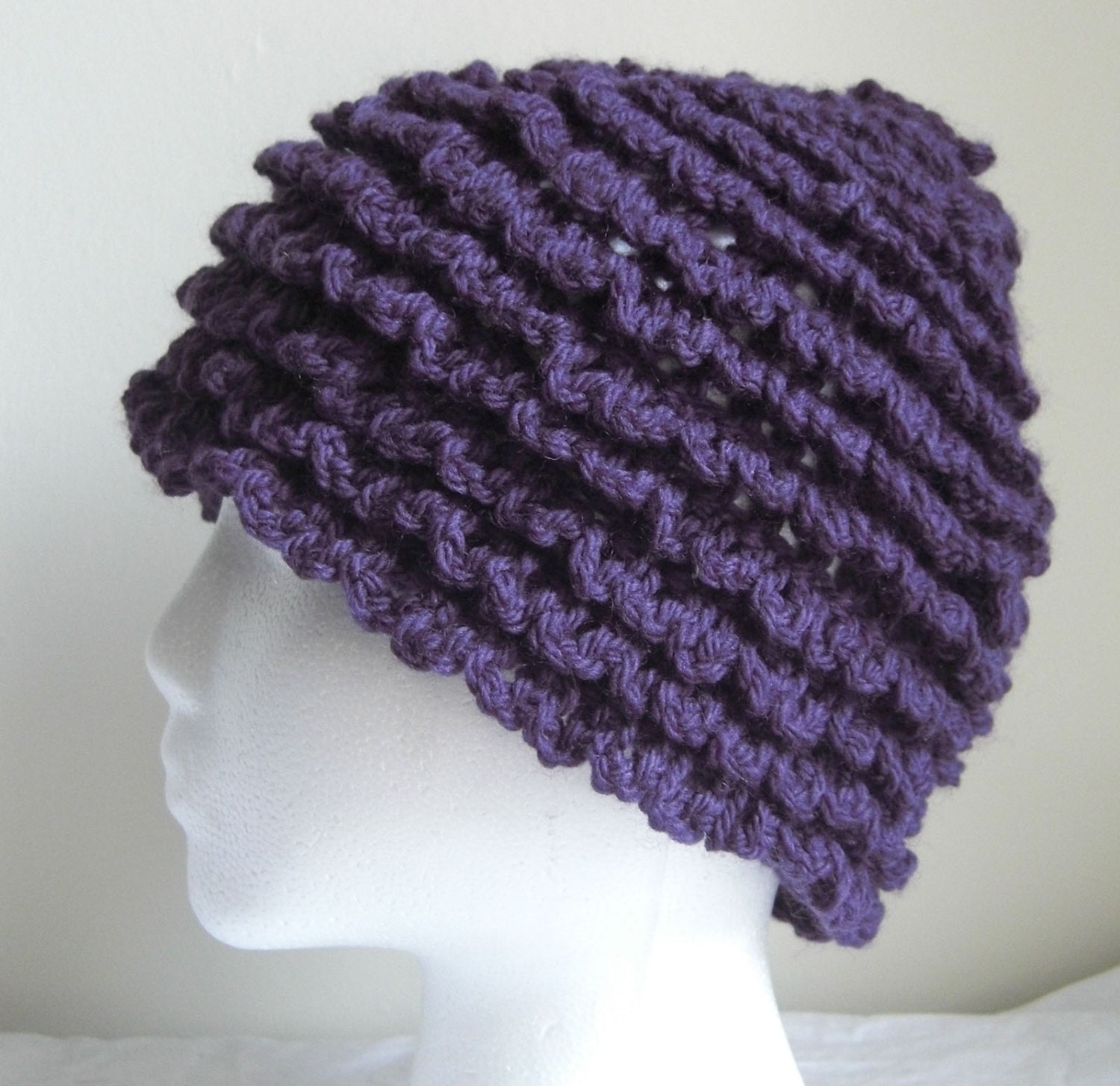 Purple Shaggy Crochet Hat