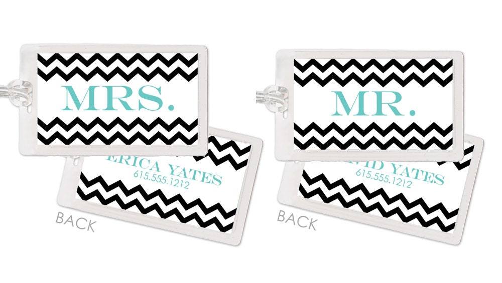 Honeymoon Newlywed Luggage Bag Tags - Chevron Il_170x135