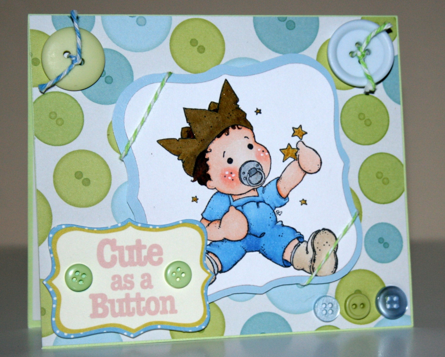 Adorable handmade baby boy card