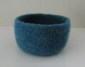Dark Turquoise Heather Felted Bowl - In Stock - Ready to Ship