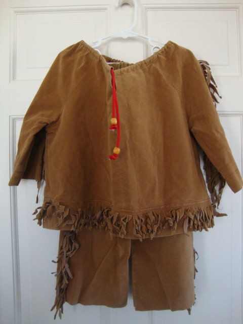 handmade vintage cotton suede cowboy or cowgirl fringed top and pants