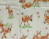 vintage deer fabric - 60s novelty print - sweet and adorable cotton fabric