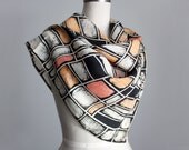 Geometric Silk Scarf 1980s Vintage Large Square Print Silk Scarf