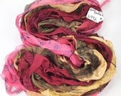 Recycled Multi color Chiffon silk sari ribbon HUGE skein NEW