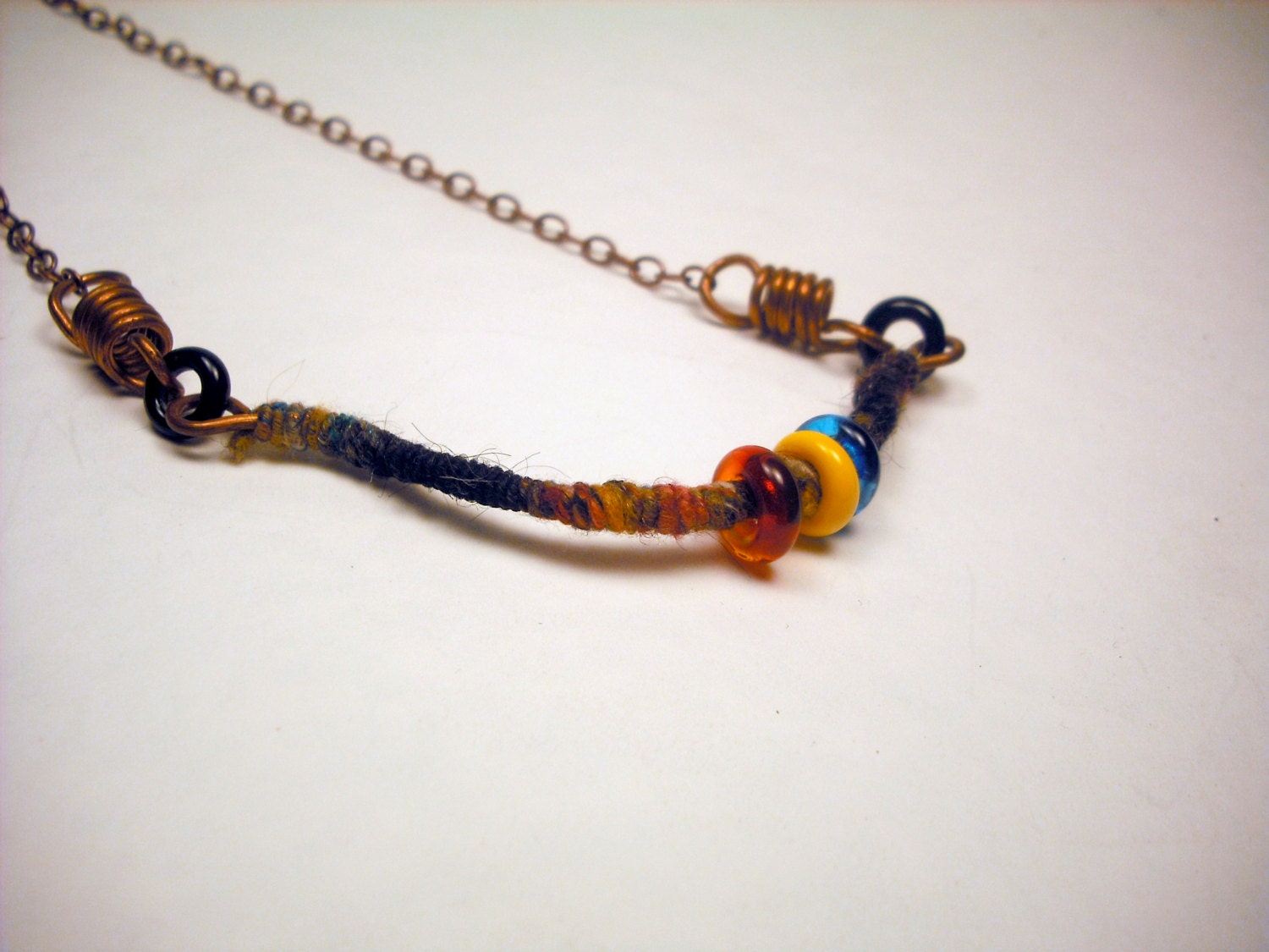 Upcycled Copper Necklace with Coiled Wirecore Handspun from Handspun Jewelry Collection