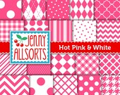 Hot Pink Digital Papers - 20 graphic patterns - Instant download CU OK