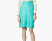SALE - Vintage Turquoise Leather Skirt
