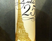 Eiffel Tower French Luminary Centerpiece - 8.5 inch - Table Number Wedding Reception Papers - SAMPLE ONLY