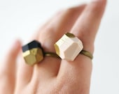 pale pink OR black gold dipped geo ring - amerrymishap