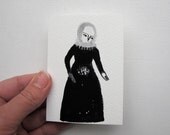 RESERVED for M - tiny portrait no. 17 - gouache portrait folk art