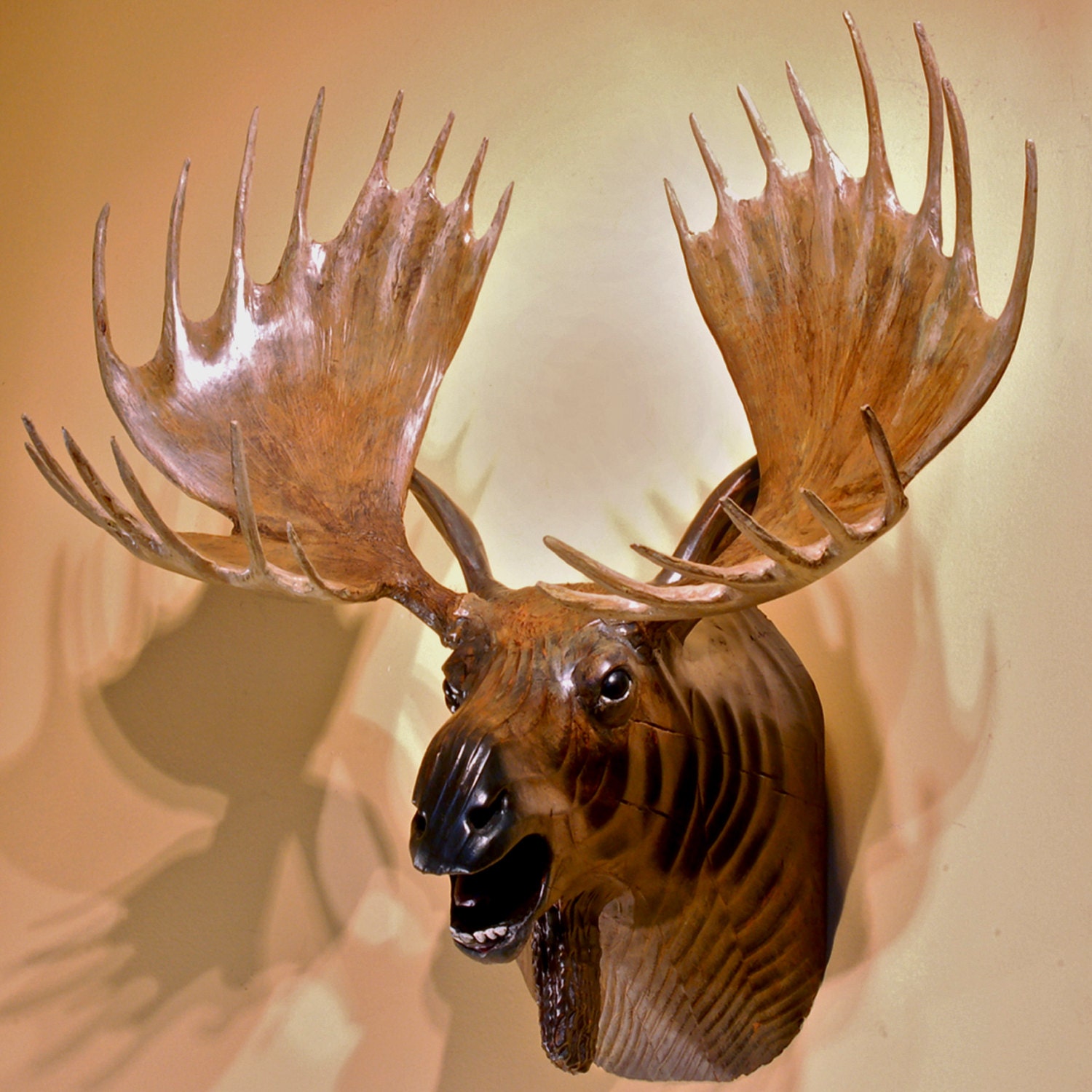 Moose Head Wood Sculpture by Jason Tennant