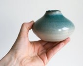 Teal and White Bud Vase, Stoneware
