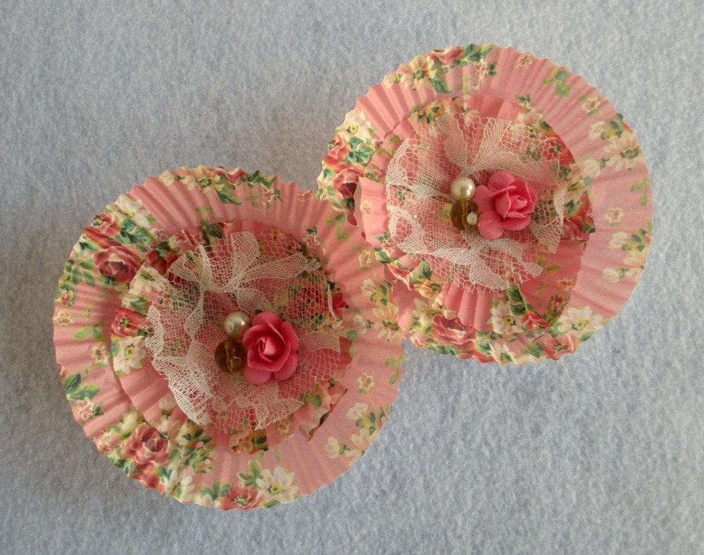 Pink Luxe Cupcake Poppies - Paper Flower Embellishments