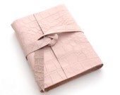 Pink Leather Journal, A Handmade Leather Diary and Sketchbook in Spring Pastel Ballet Slipper Pink
