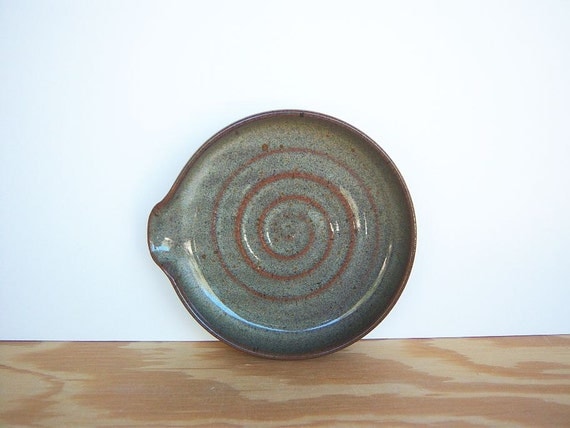 Stoneware Ceramic Spoon Rest in Fog Glaze